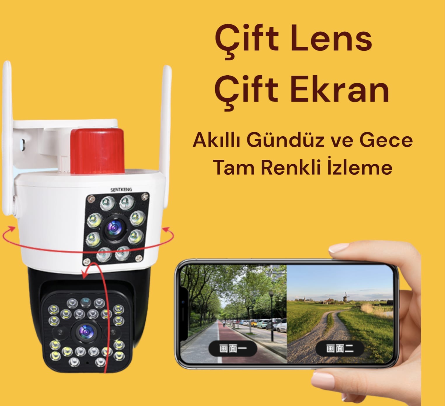 Çift Lens Wifi İP Kamera