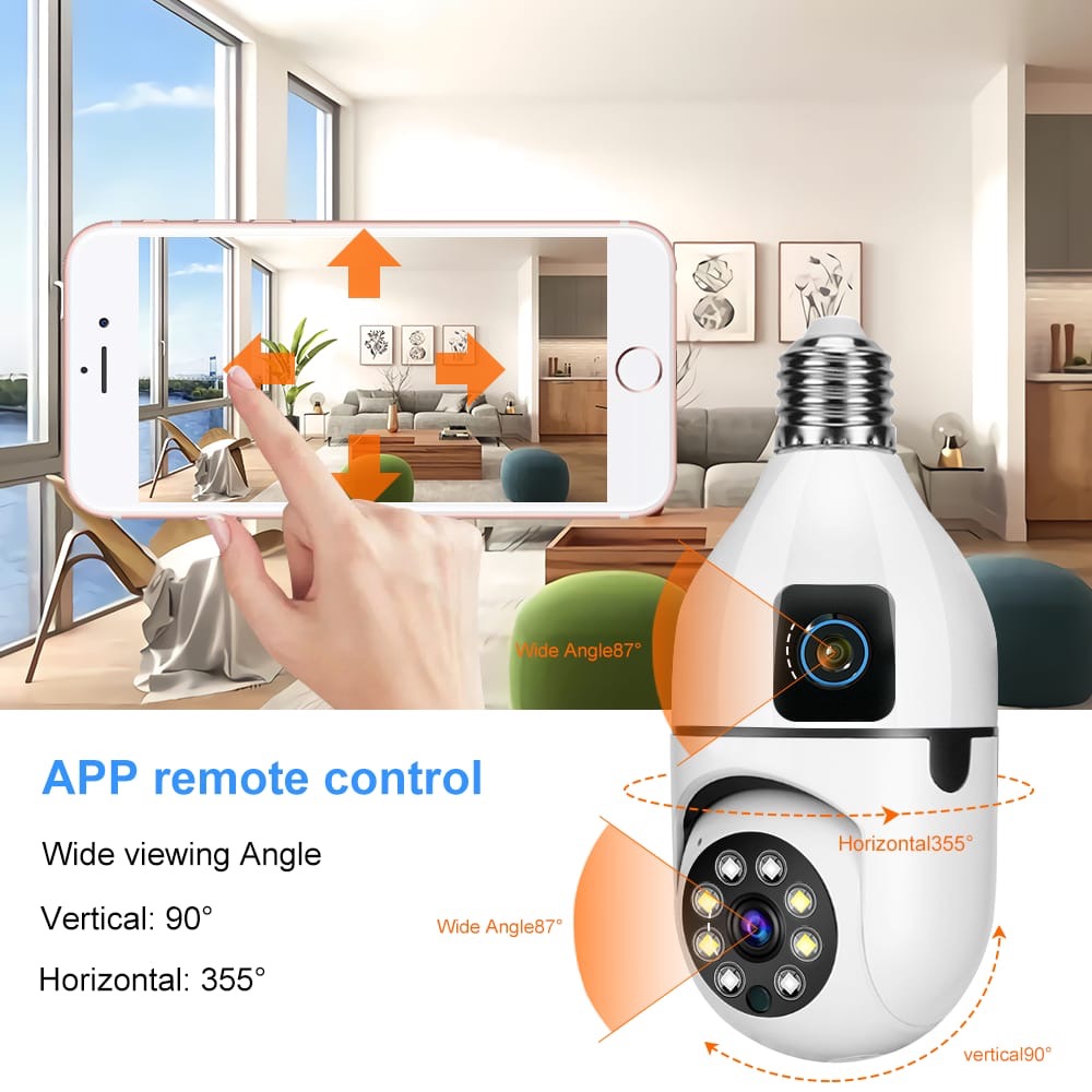 4 MP Çift  Lens Wifi Ampul Kamera